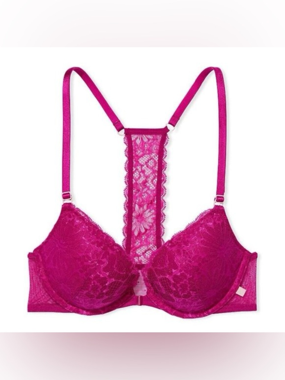 Victoria's Secret Pink Lace Sexy Tee Push-Up T-Back Dark Pinkish/Purple Bra